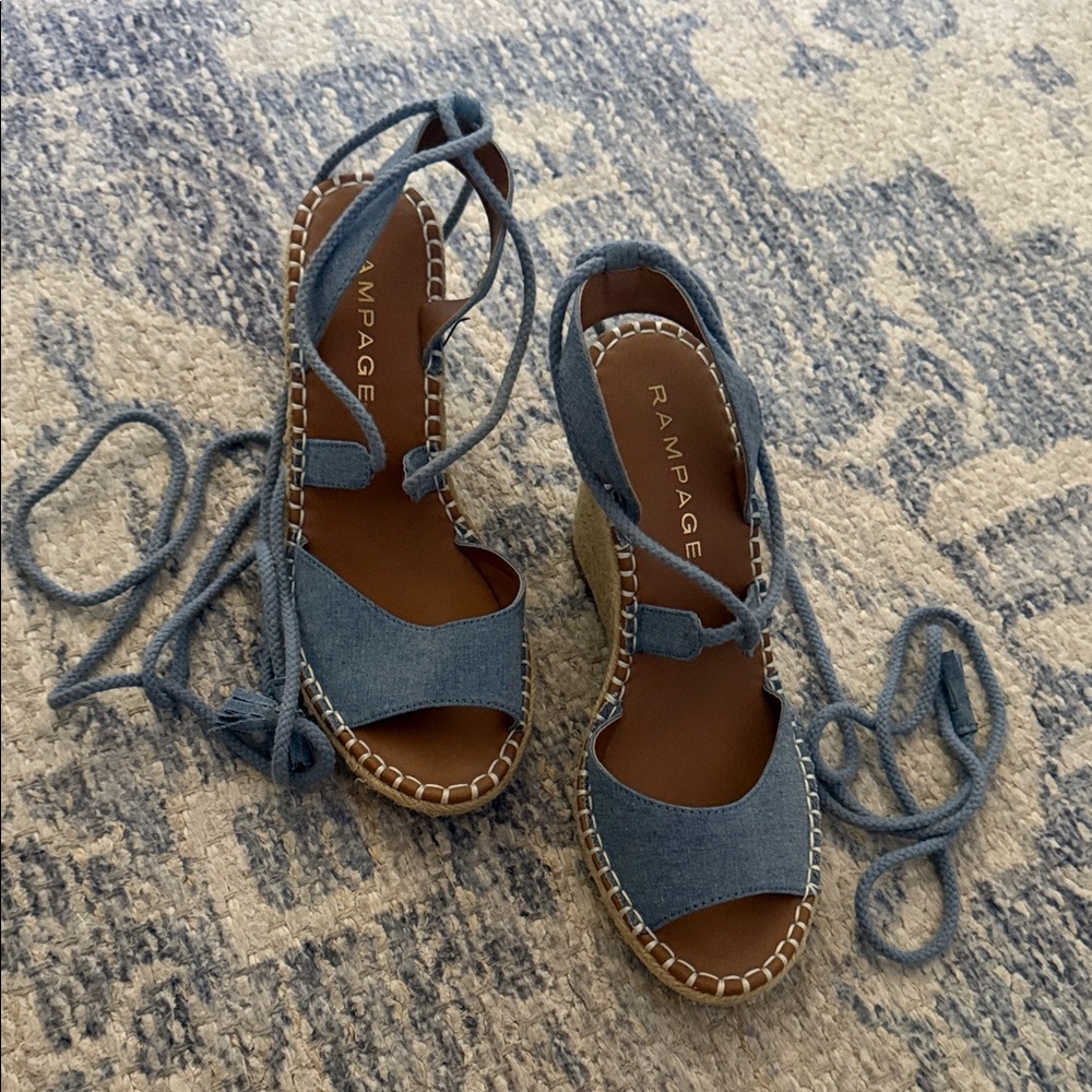 Rampage Denim Blue Espadrille Sandals